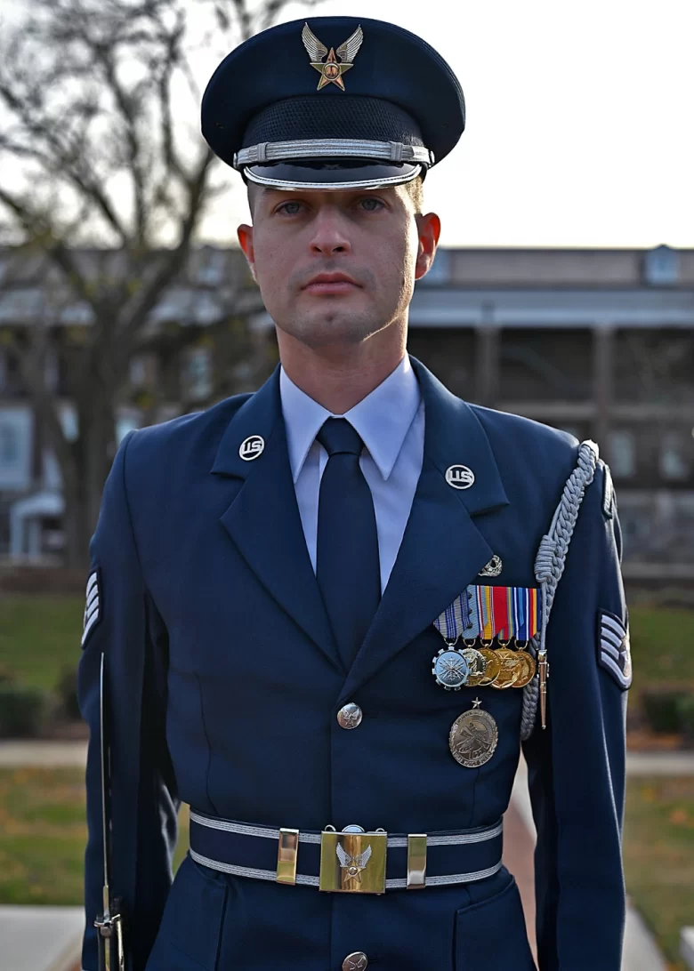 U.S. Air Force Staff. Sgt. Luke Ivezic, a native of Portland, Oregon, joins with Joint Task Force-National Capital Region in support of the 60th Presidential Inauguration happening Jan. 20, 2025. Ivezic is assigned to the U.S. Air Force Honor Guard as the noncommissioned officer in charge of recruiting and will also represent the U.S. Air Force by marching in the inaugural parade. (Department of Defense photo by Staff Sgt. Trevor Rhynes)